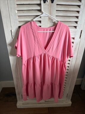 Pink dress , light and airy , easy throw on pool or afternoon dress